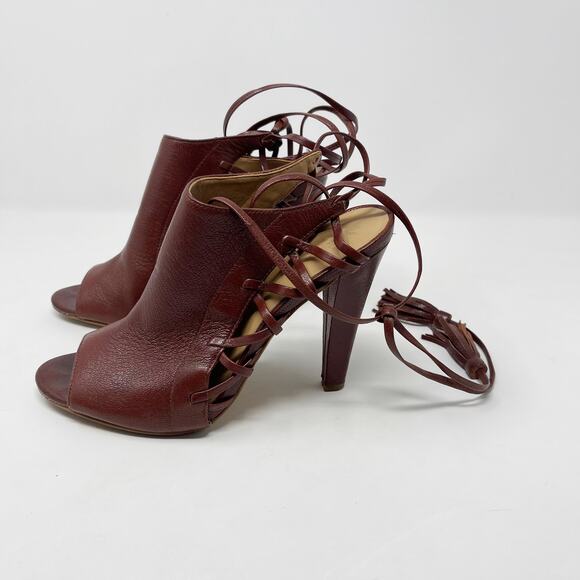 Banana Republic Womens 6.5 Brown Leather Deborah Lace Up Heels Cognac Gladiator - Picture 7 of 12
